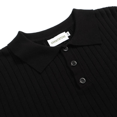 Men's Knitted Long Sleeves Black Botton Cardigan with Single Pocket