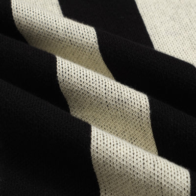 Men's White Vertical Stripes Knitted Black Cardigan