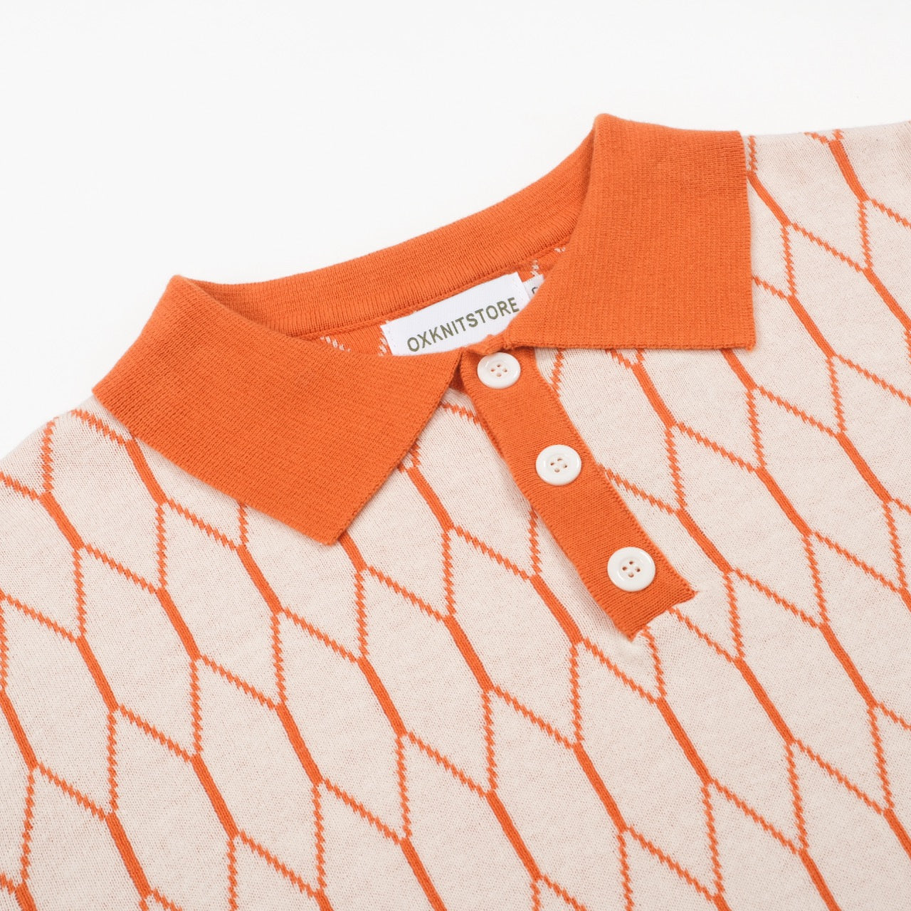 Men's Orange Knitted Wear With Geometric Pattern Long Sleeves Knit Fashion