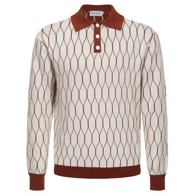 Men's Brown Knitted Wear With Geometric Pattern Long Sleeves Knit Fashion