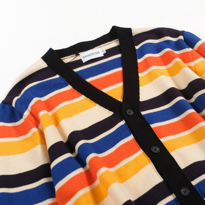 Men's Rainbow Stripes Knit Long-Sleeve Cardigan