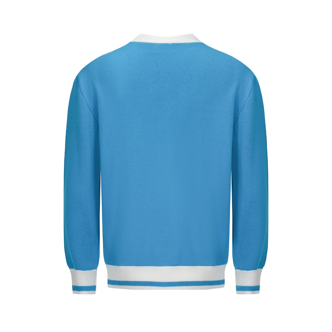Men's Rainbow Chest Stripes Knitted Long Sleeves Sky Blue