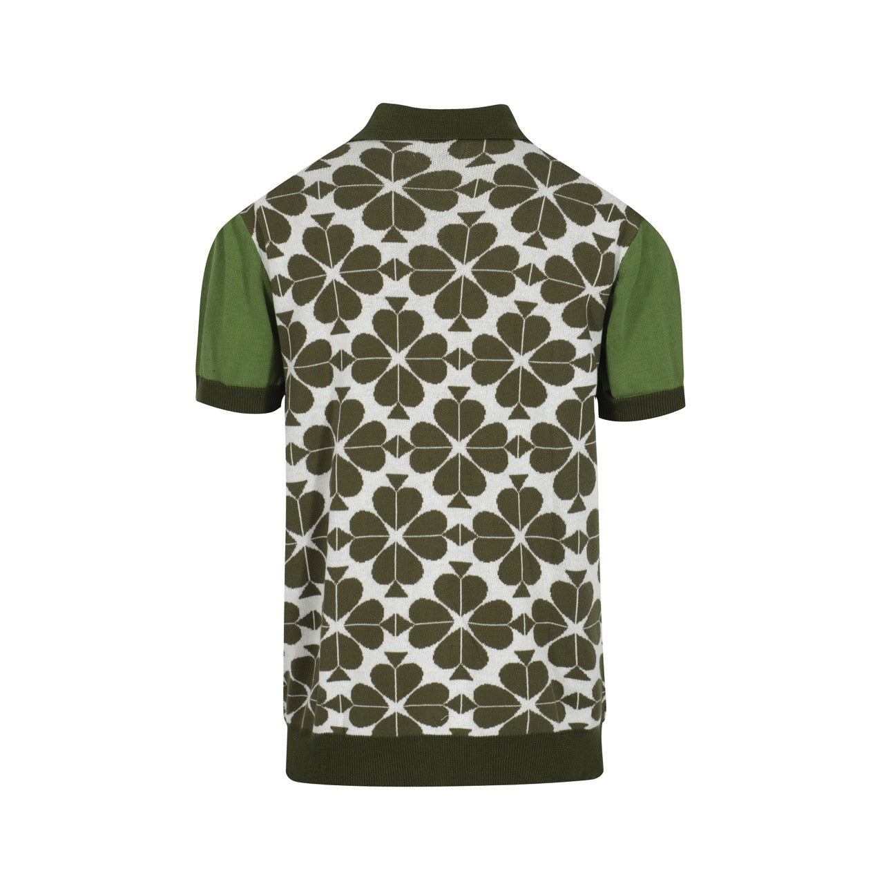 Men's Playing Card Design Knitted Green Short Sleeve Polo Shirt