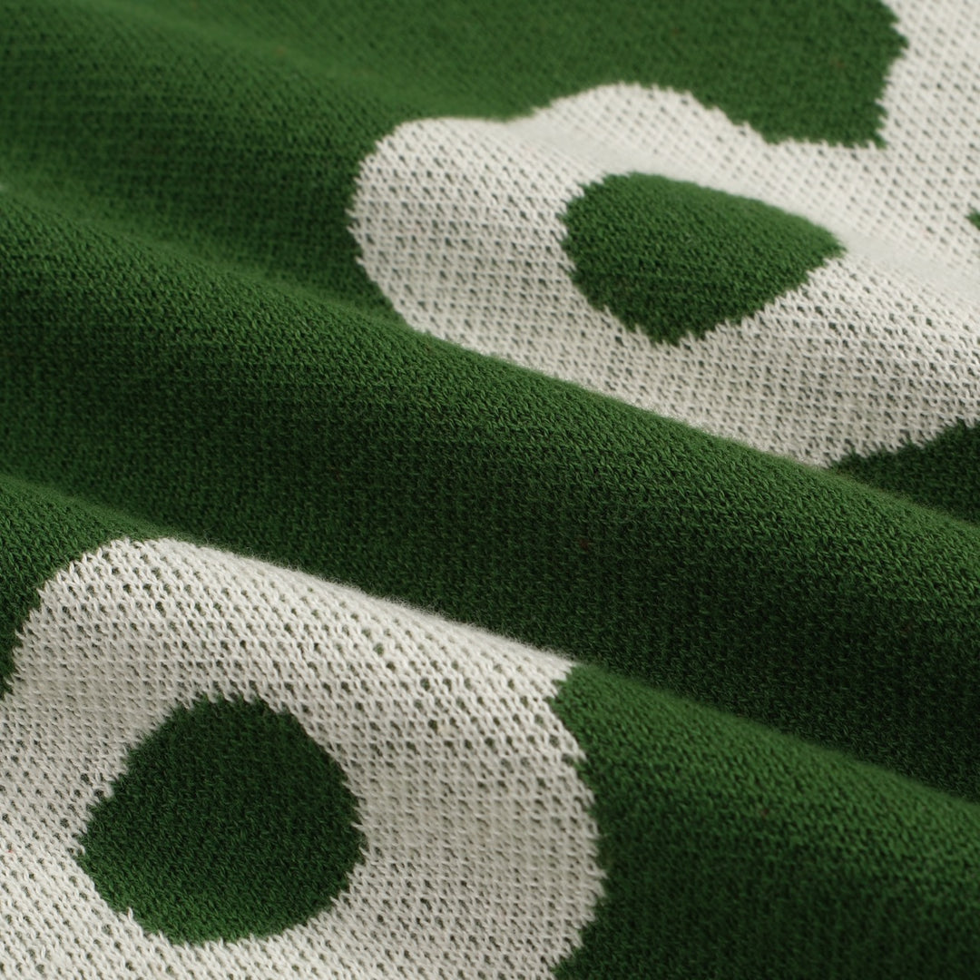 Men's 60s Mod Green Floral Knit Polo – Retro Button-Up Shirt