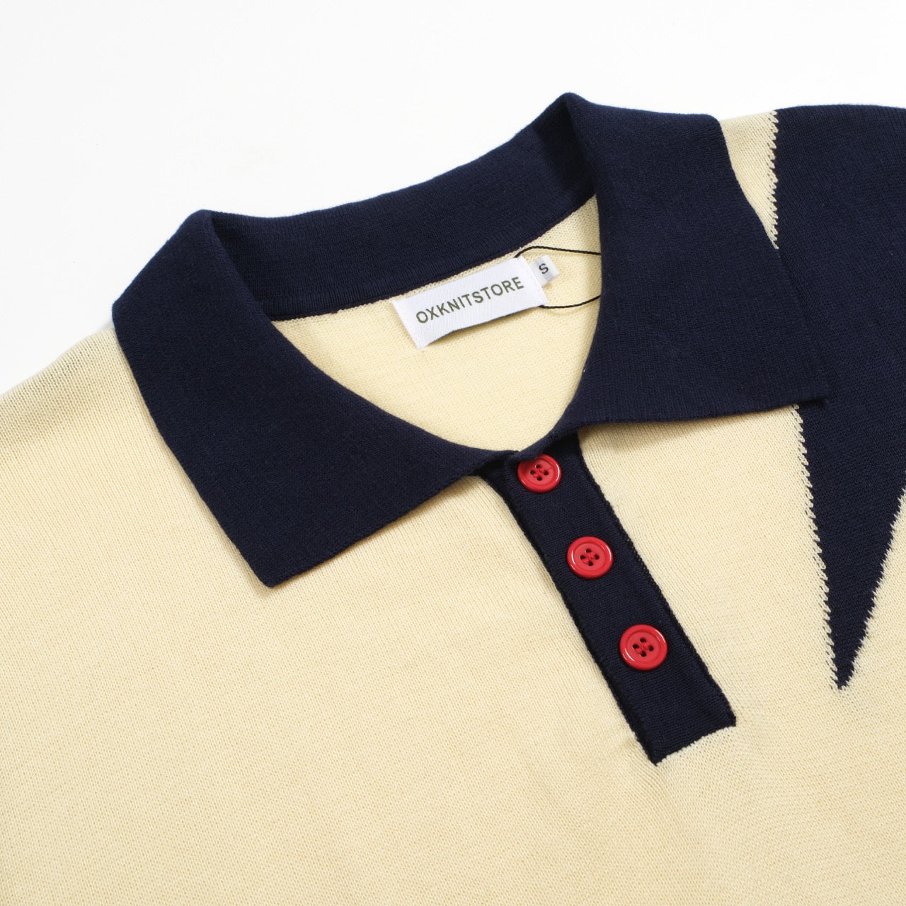 Men's Navy Blue Star Knitted Short Sleeve Polo Shirt