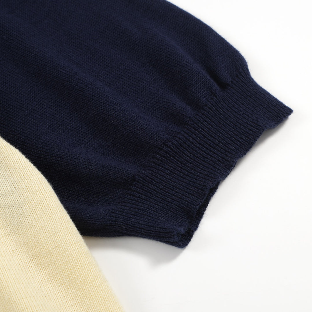 Men's 60s Star Print Knit Polo Shirt – Navy & Cream Retro Mod Style