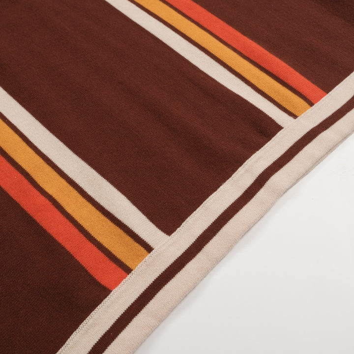 Men's 70s Brown Retro Knit Polo – Sunset Stripe V-Neck
