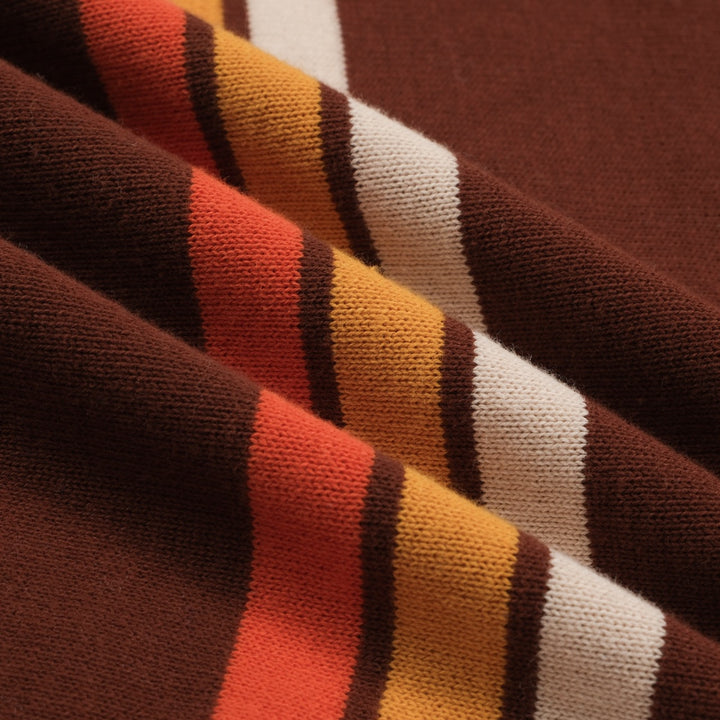 Men's 70s Brown Retro Knit Polo – Sunset Stripe V-Neck