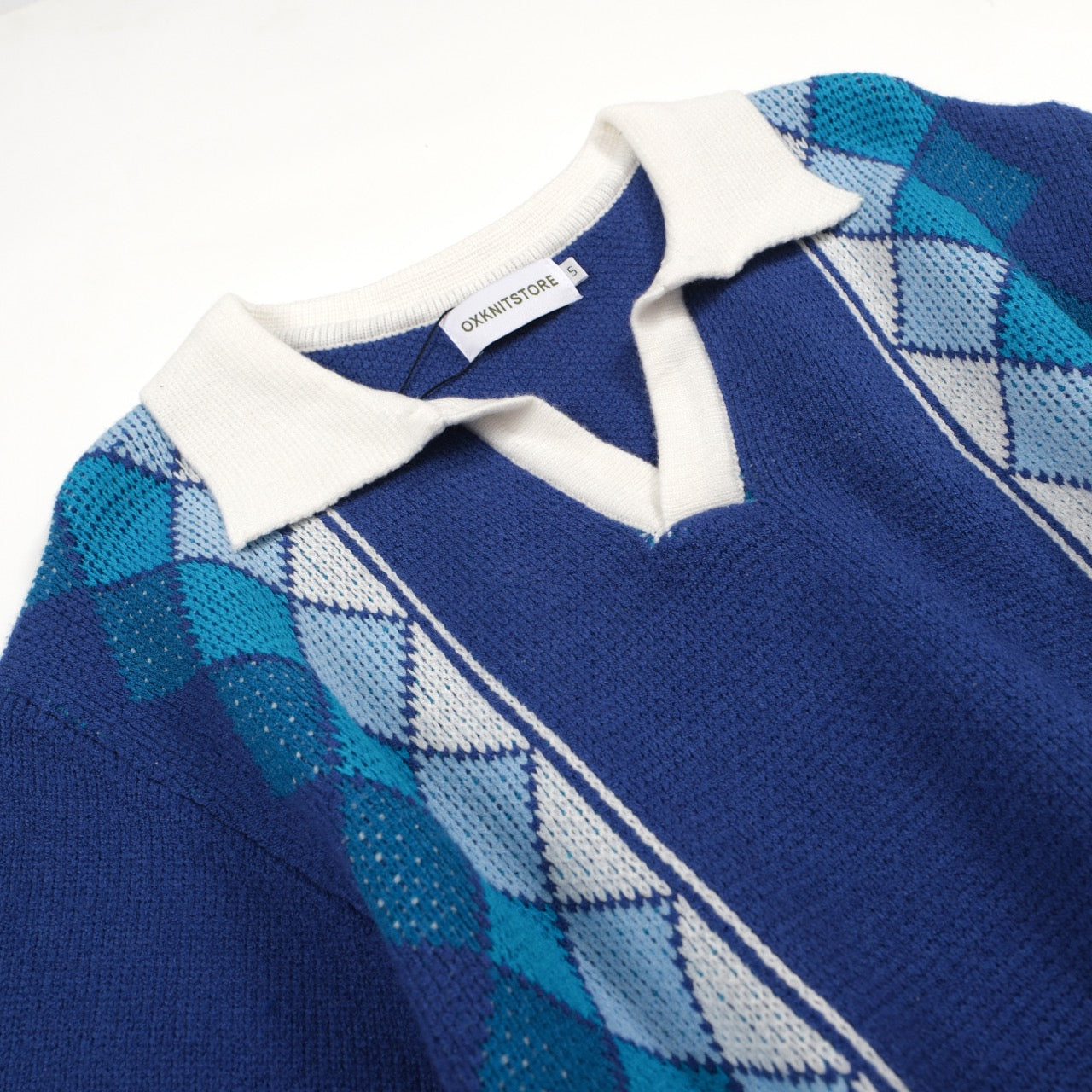 Men's Blue Gradient Short Sleeve Polo Knitwear