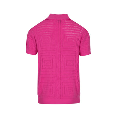 Men's Breathable and Refreshing Short-Sleeved Rose Red Knitted Beach Polo