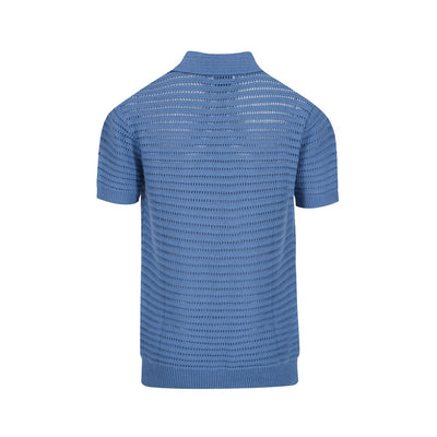Men's Breathable and Refreshing Short-Sleeved Blue Knitted Beach Polo