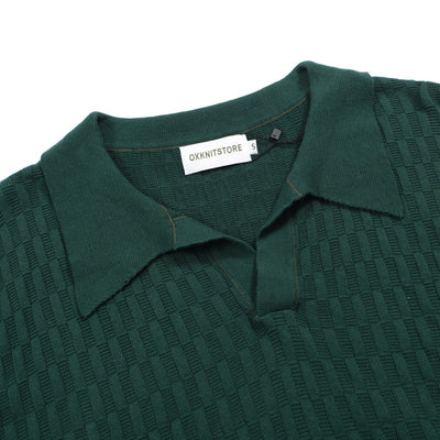 Men's Breathable and Refreshing Short-Sleeved Green Knitted Polo