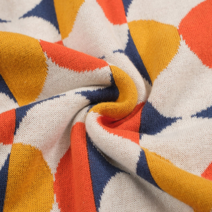 Men's 70s Geometric Knit Cardigan – Colorful Retro Button-Up Sweater
