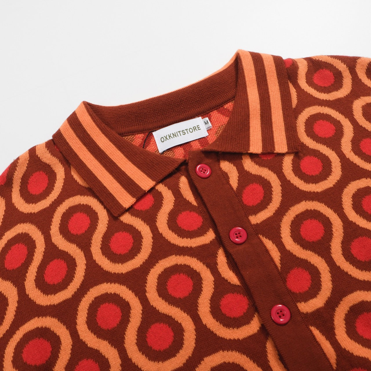 Men's Retro Geometric Long-Sleeve Button-Up Shirt – 70s