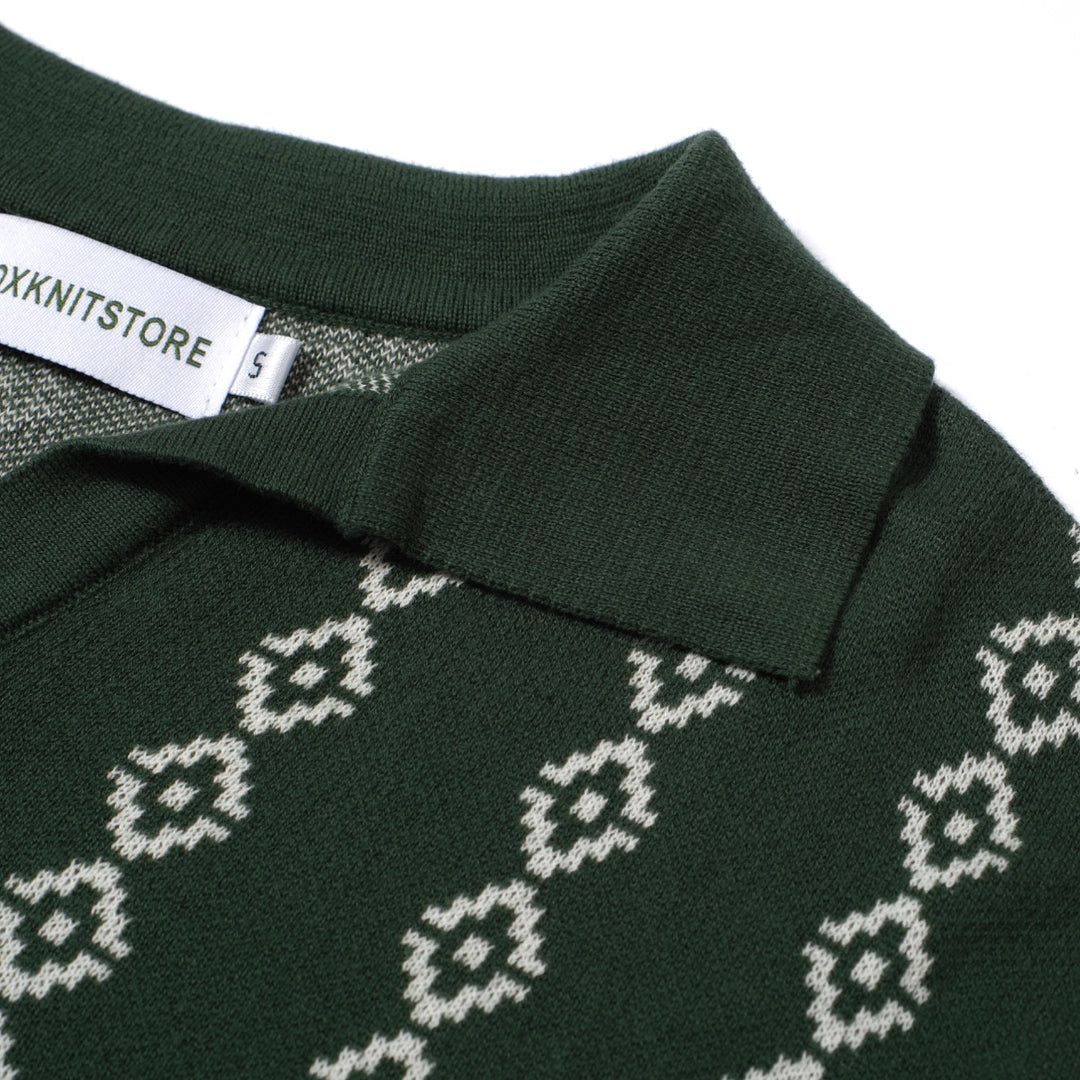 Men's Dark Green Knit Polo Shirts