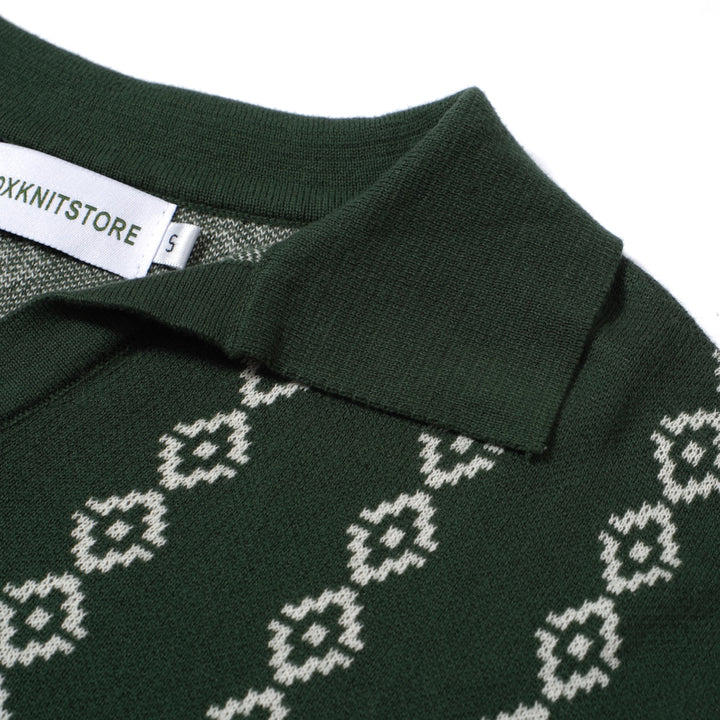 Men's Dark Green Knit Polo Shirts
