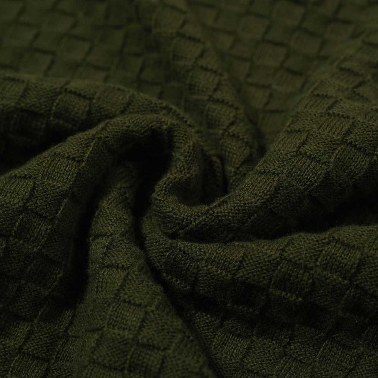 Men's Green Knitted Polo With Jacquard Panel