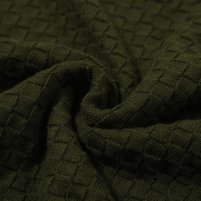 Men's Green Knitted Polo With Jacquard Panel