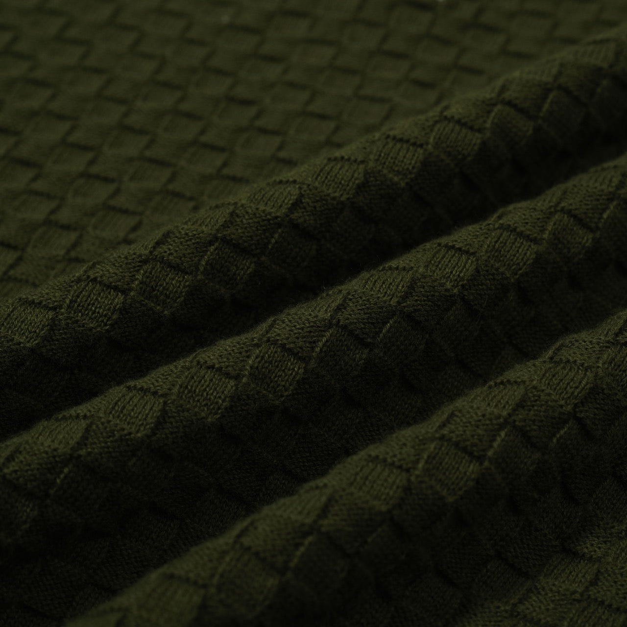 Men's Green Knitted Polo With Jacquard Panel