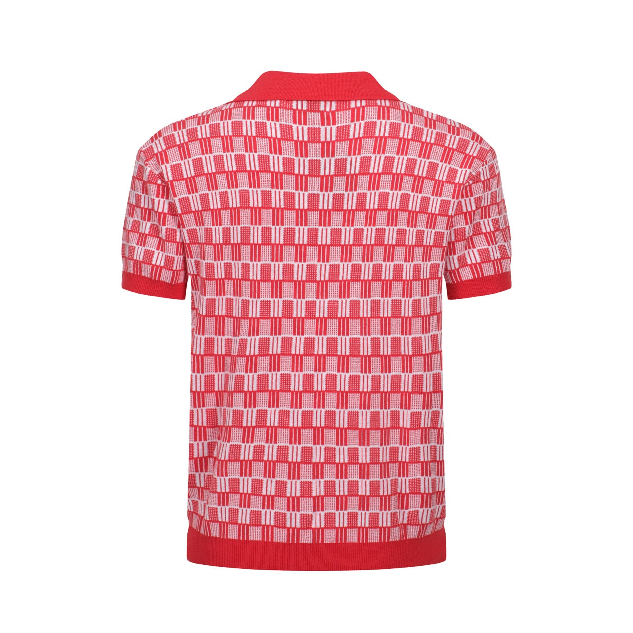 Men's Red Geometric Pattern Knitted Polo