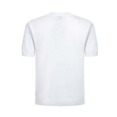 Men's White 1970 Round Neck Knitted Cotton T-Shirt