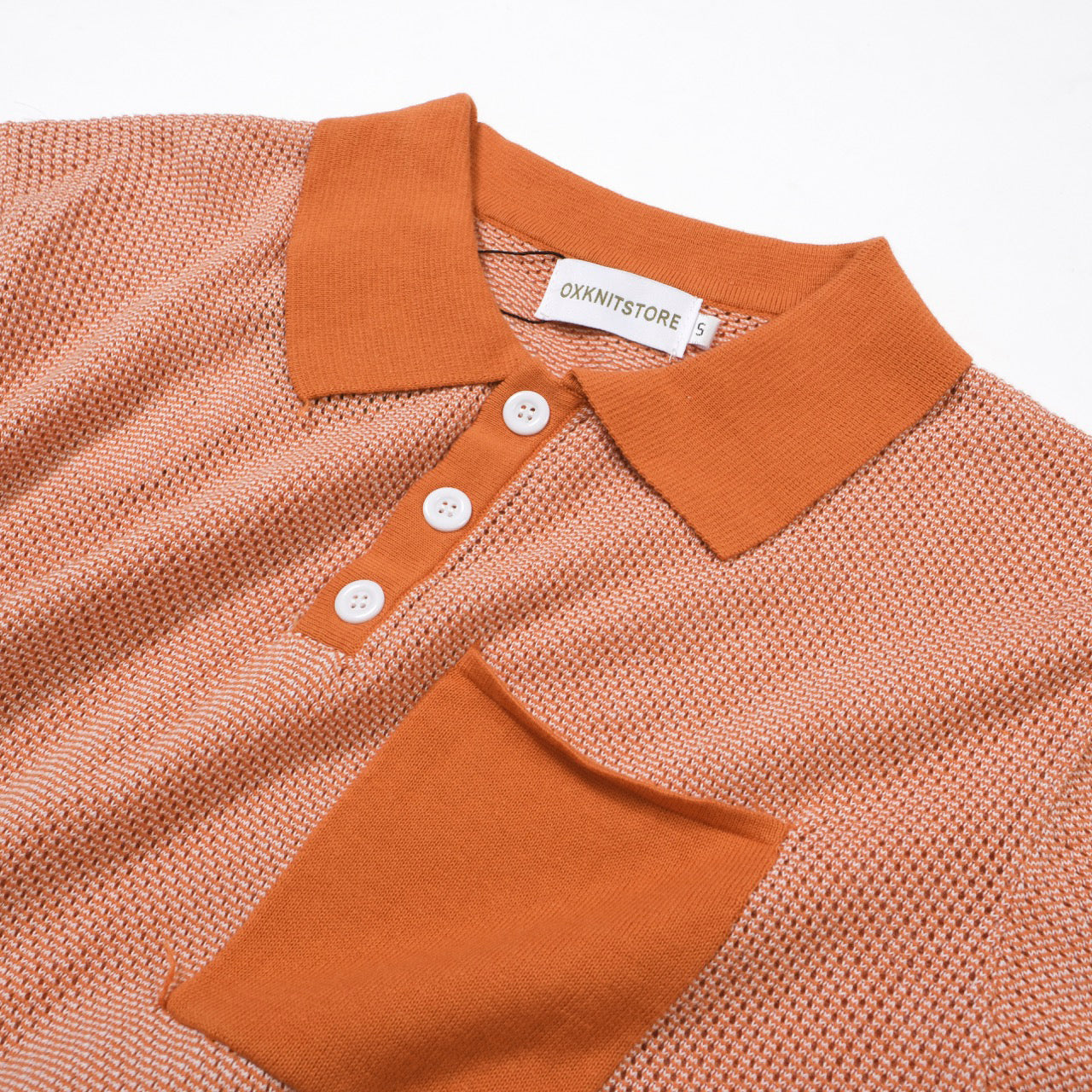 Men's Orange Knitted Polo with Pocket