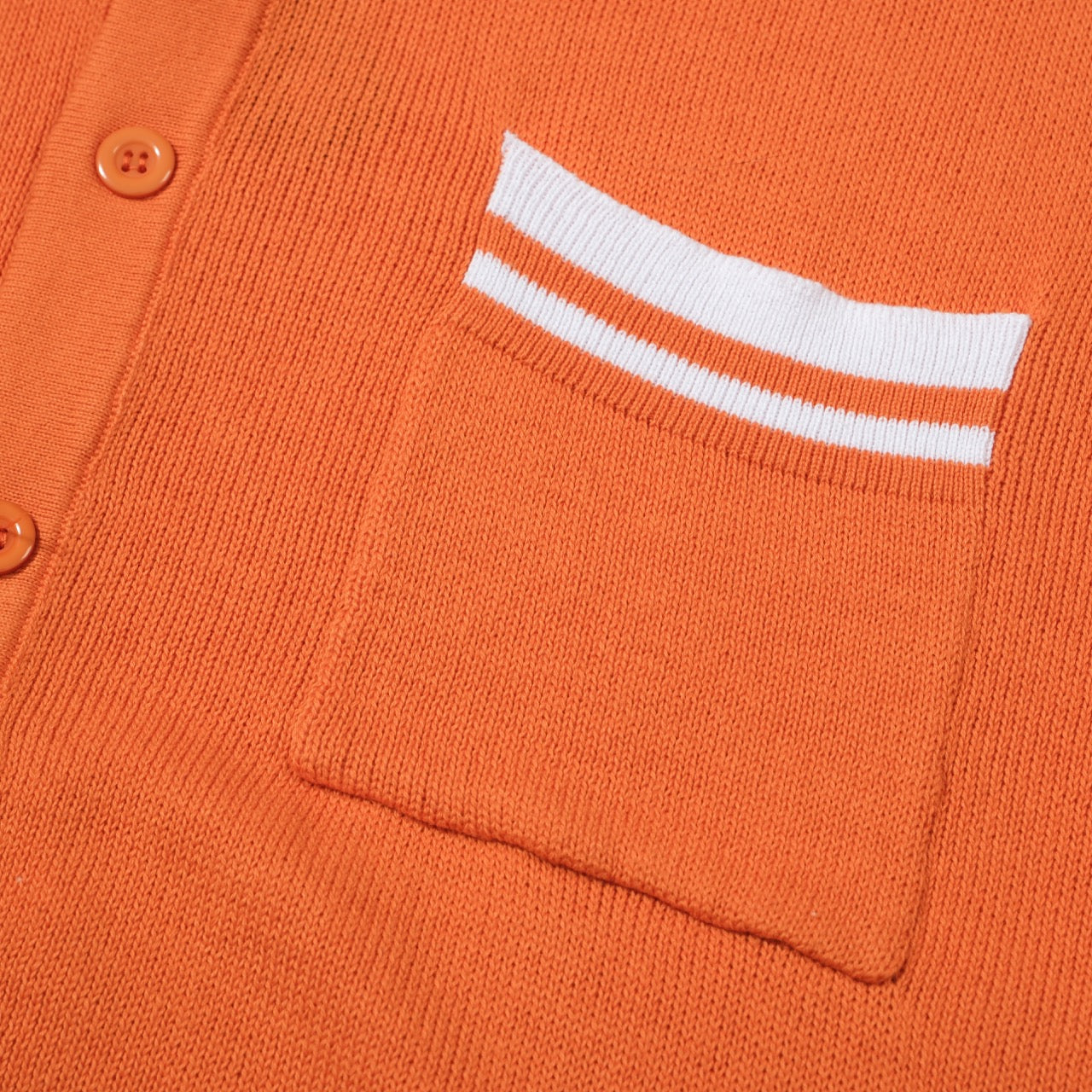 Men's Orange Button Resort Knitted Polo Shirt With Breast Pocket