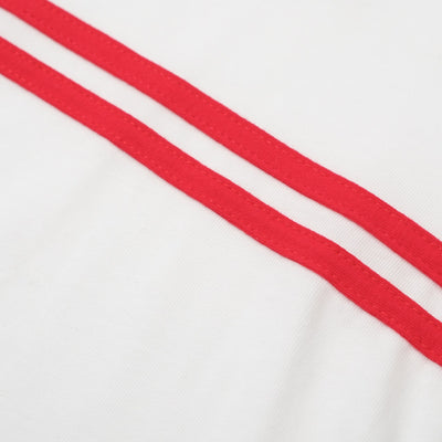 Men's White Double Red Striped T-Shirt