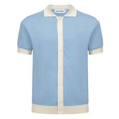 Lässiges Herren-Poloshirt im Mod-Stil der 1970er Jahre mit Farbverlauf Retro Dunkelblau