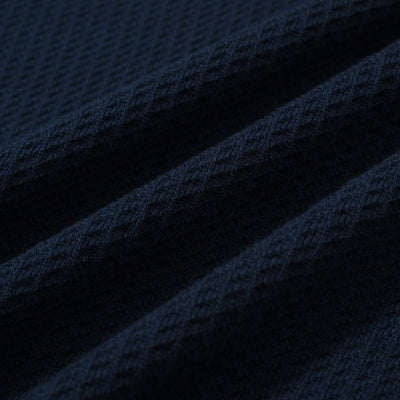 Men's Blue V-Neck Knitted Jacquard Panel Polo Shirts