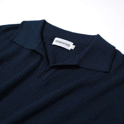 Heren casual 1960 Mod Style gebreide groene retro polo met lange mouwen