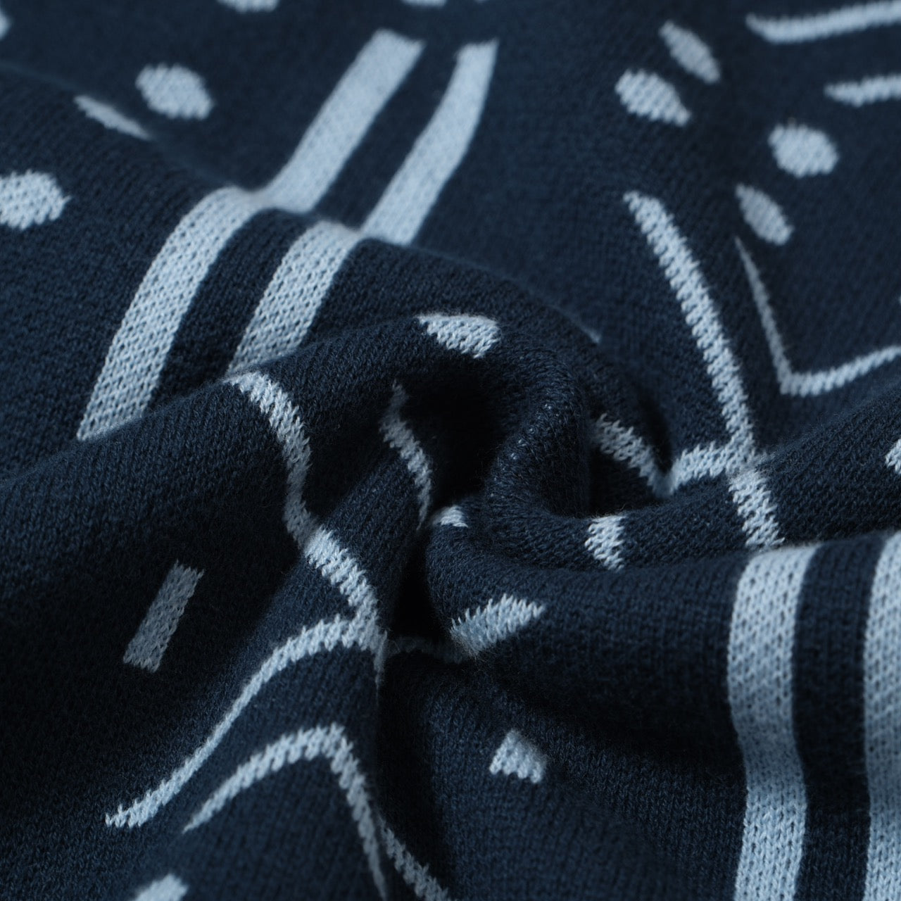 Men's Blue Geometric Pattern Knitted Polo