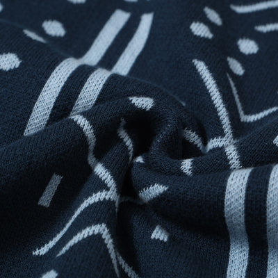 Men's Blue Geometric Pattern Knitted Polo