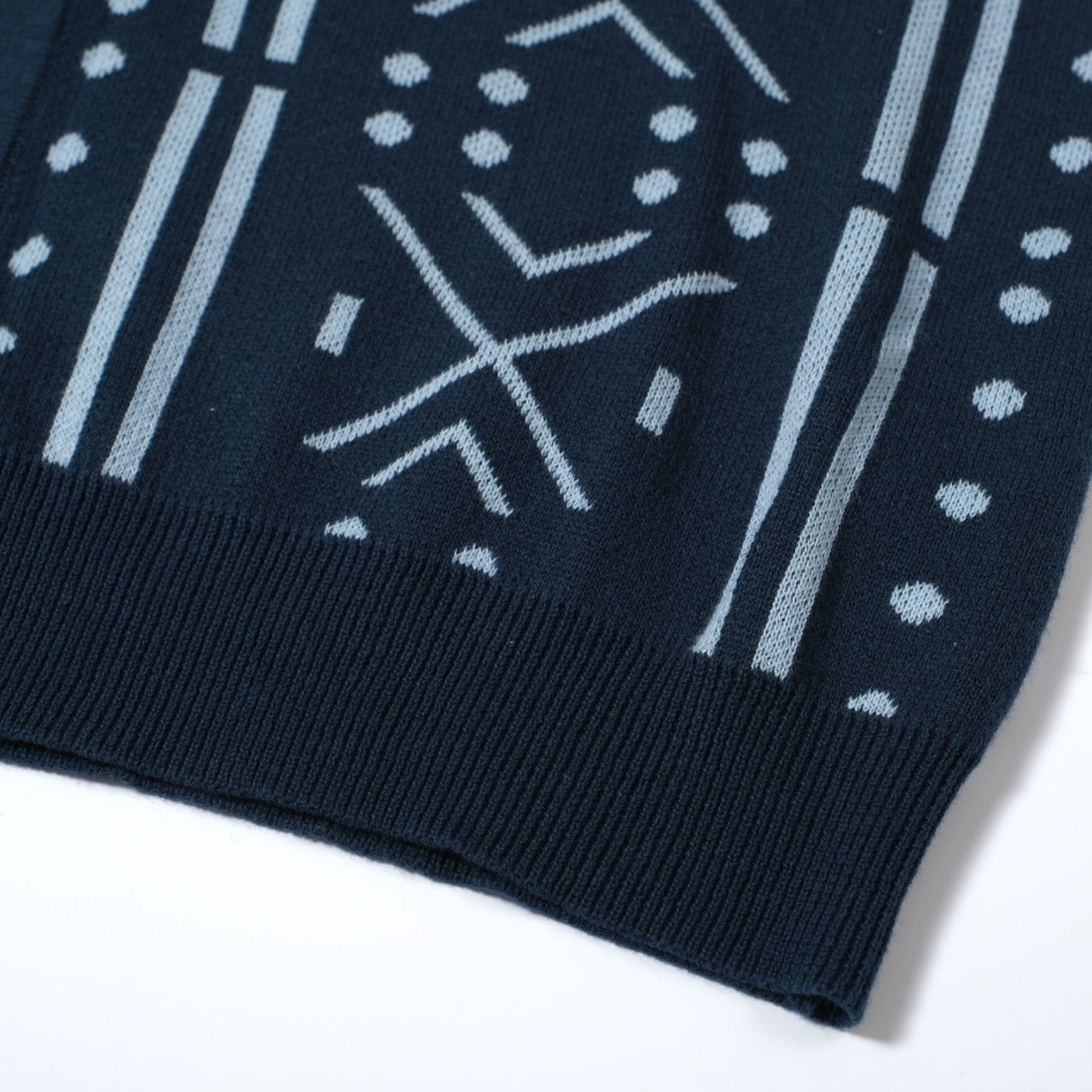 Men's Blue Geometric Pattern Knitted Polo