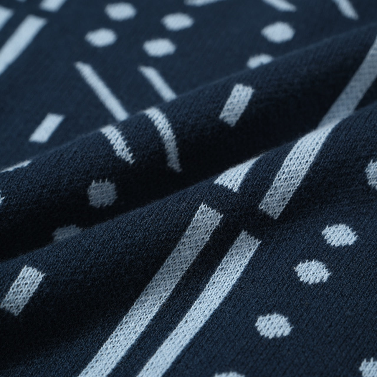 Men's Blue Geometric Pattern Knitted Polo