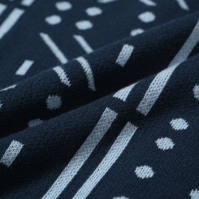 Men's Blue Geometric Pattern Knitted Polo