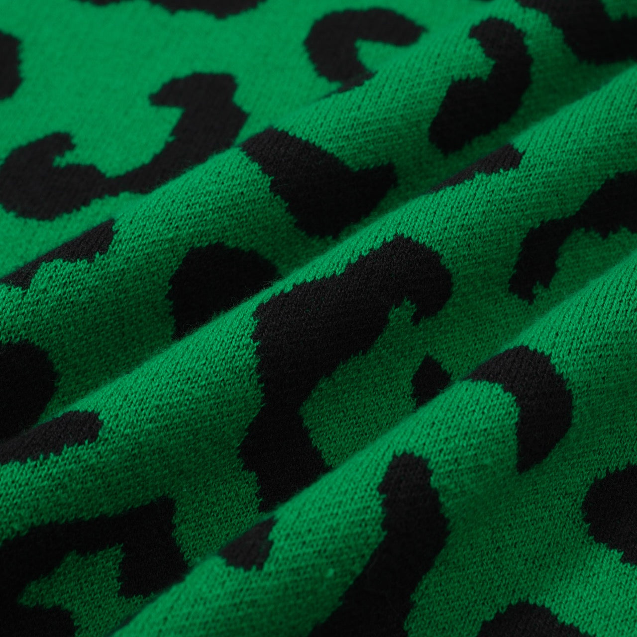 Men's Green Knitted Polo With Black Leopard