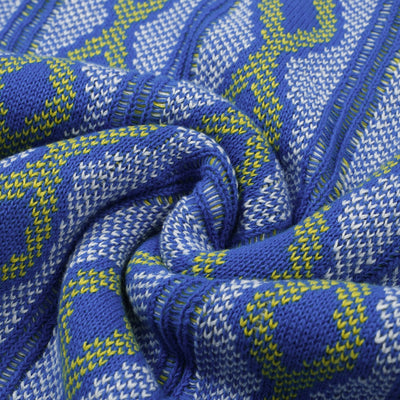 Men's Blue Jacquard Knit Retro Polo