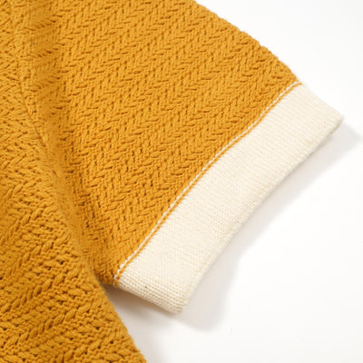 Men's Orange Knitted Polo Off White V-Neck