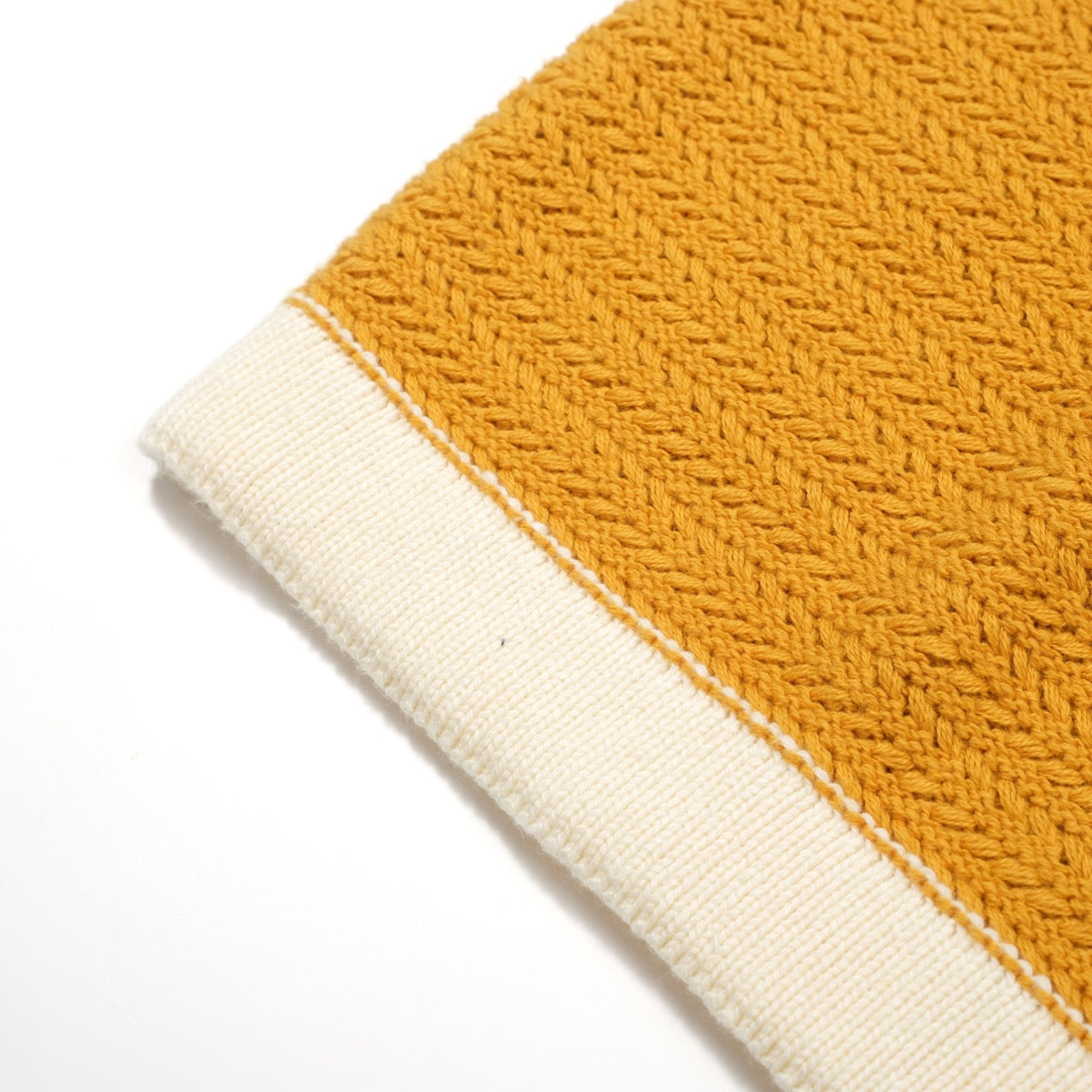 Men's Yellow Knitted Polo Off White V-Neck