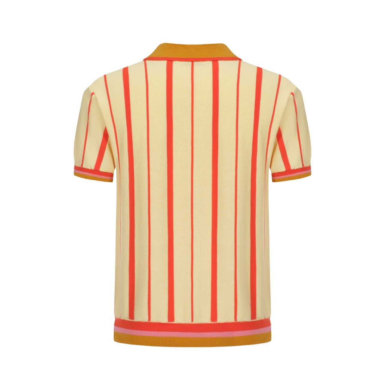 Men's Yellow Vertical Stripes Knitted Polo