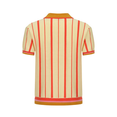 Men's Yellow Vertical Stripes Knitted Polo