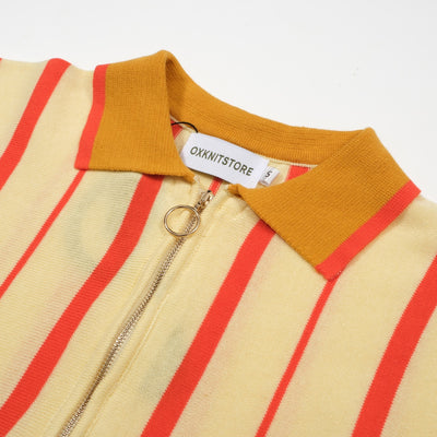 Men's Yellow Vertical Stripes Knitted Polo