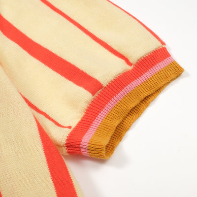 Men's Yellow Vertical Stripes Knitted Polo