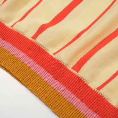 Men's Yellow Vertical Stripes Knitted Polo