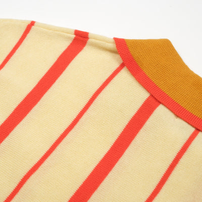 Men's Yellow Vertical Stripes Knitted Polo