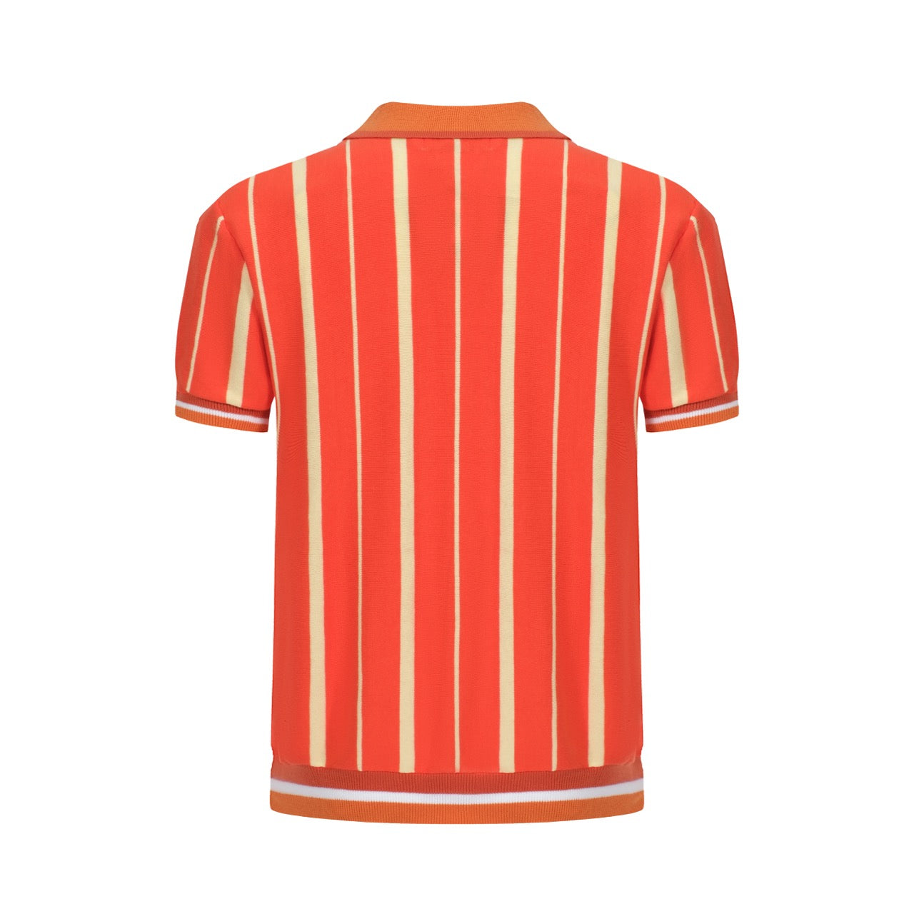 Men's Orange Vertical Stripes Knitted Polo