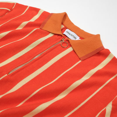Men's Orange Vertical Stripes Knitted Polo