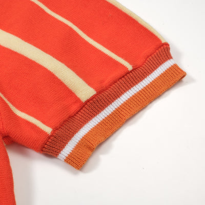 Men's Orange Vertical Stripes Knitted Polo