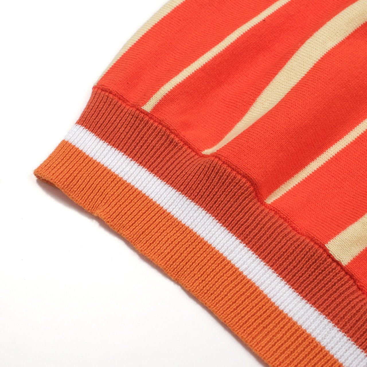 Men's Orange Vertical Stripes Knitted Polo